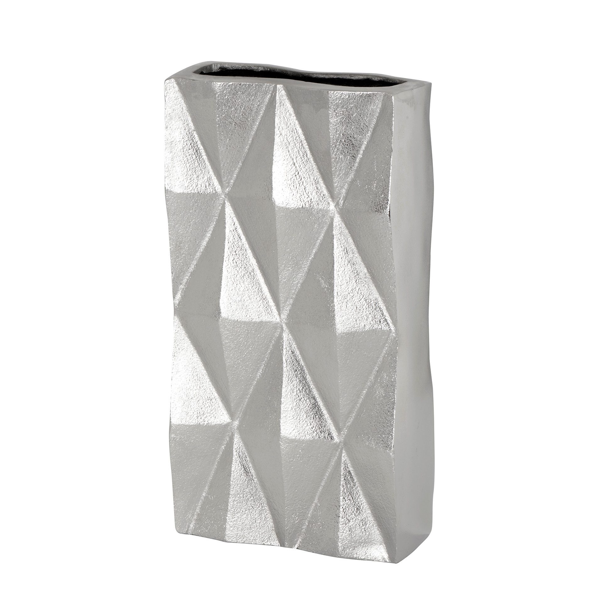 Lambert Dekovase Caro Gefäß Aluminium Facettenstruktur vernickelt
