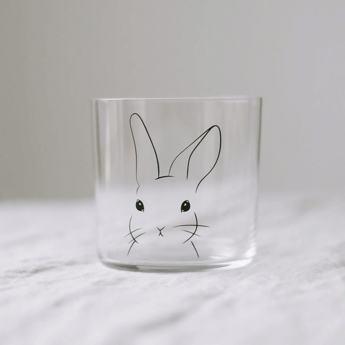 Glas Trinkglas Hase schwarz.