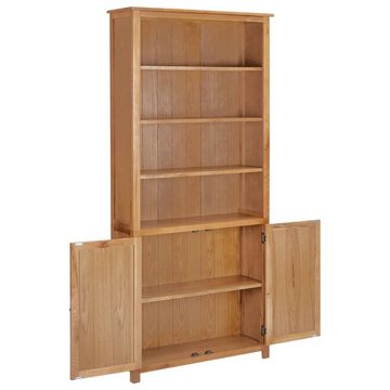 furnicato Bücherregal mit 2 Türen 90x30x200 cm Massivholz Eiche