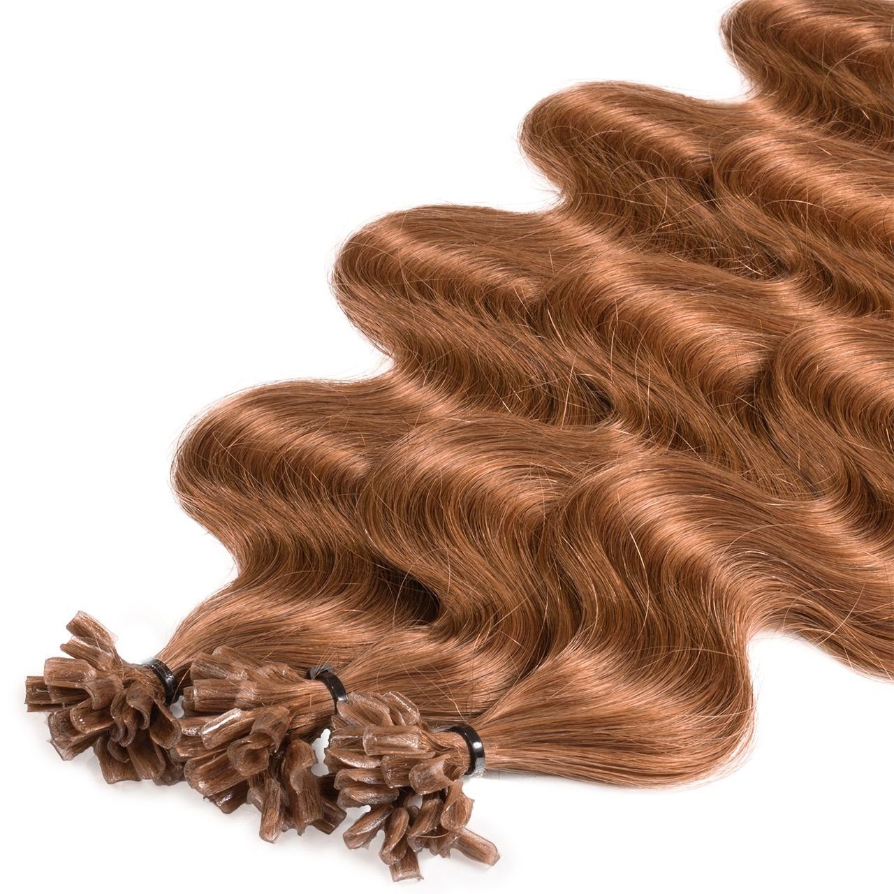 #8/03 Echthaar-Extension Hellblond Bondings gewellt hair2heart 40cm Natur-Gold Premium