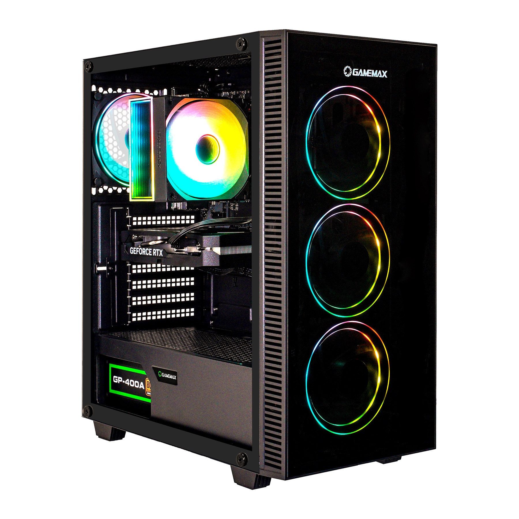 GAMEMAX MegaDeal Draco XD 2752 AMD Ryzen 7 5700X 16GB 480GB SSD RTX 5060 Gaming-PC-Komplettsystem (32", AMD Ryzen 7 5700X, RTX 5060, 16 GB RAM, 480 GB SSD, Windows 11 + MSI MAG 32C6X Gaming Monitor, Curved 80cm (32)