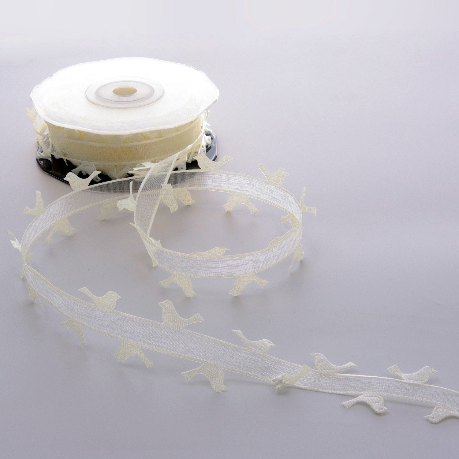 Deko AS Dekoobjekt Organza-Ziergirlande - "Birds"- 25mm - 10m - col.50 - ivory - 90132-2