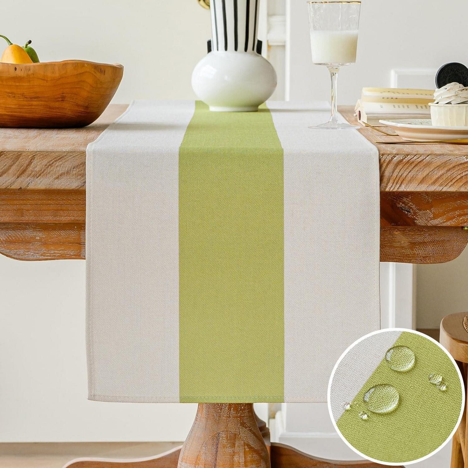 LuxusKollektion Tischläufer Tischläufer Grün Modern Wasserabweisend 33x120cm