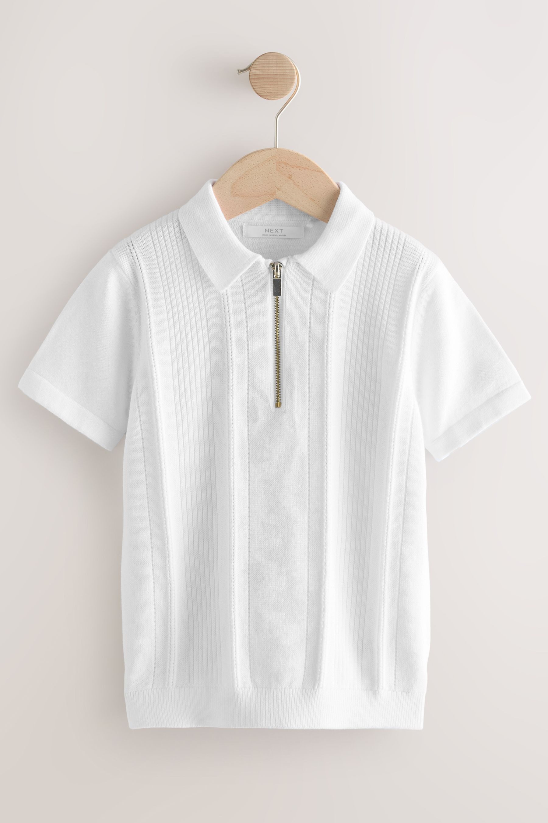 Poloshirt Strick-Poloshirt mit RV-Kragen