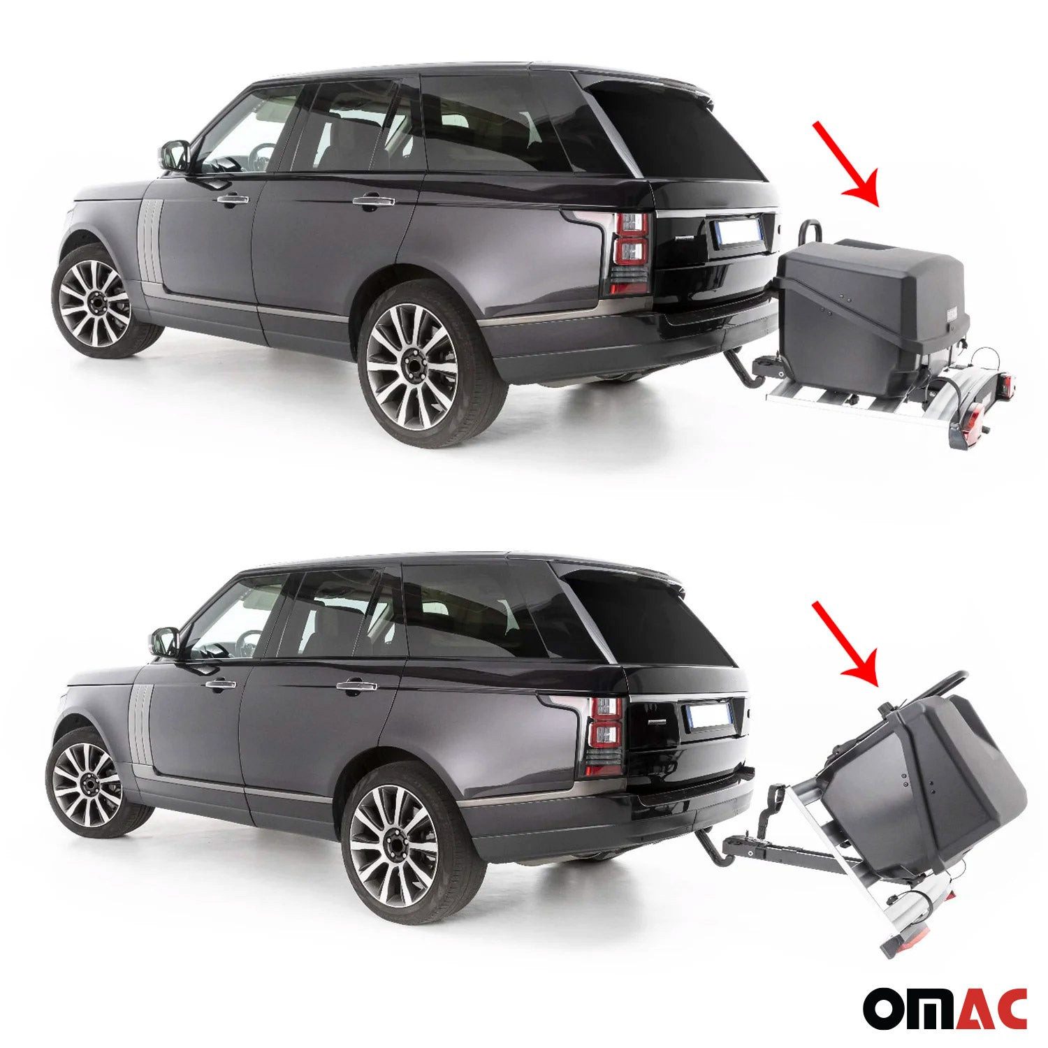 OMAC Dachbox Heckträger Heckbox Transportbox Heckkoffer Auto Box Schwarz Mizar 300L, Anti-Diebstahlschloss, Einfache Installation