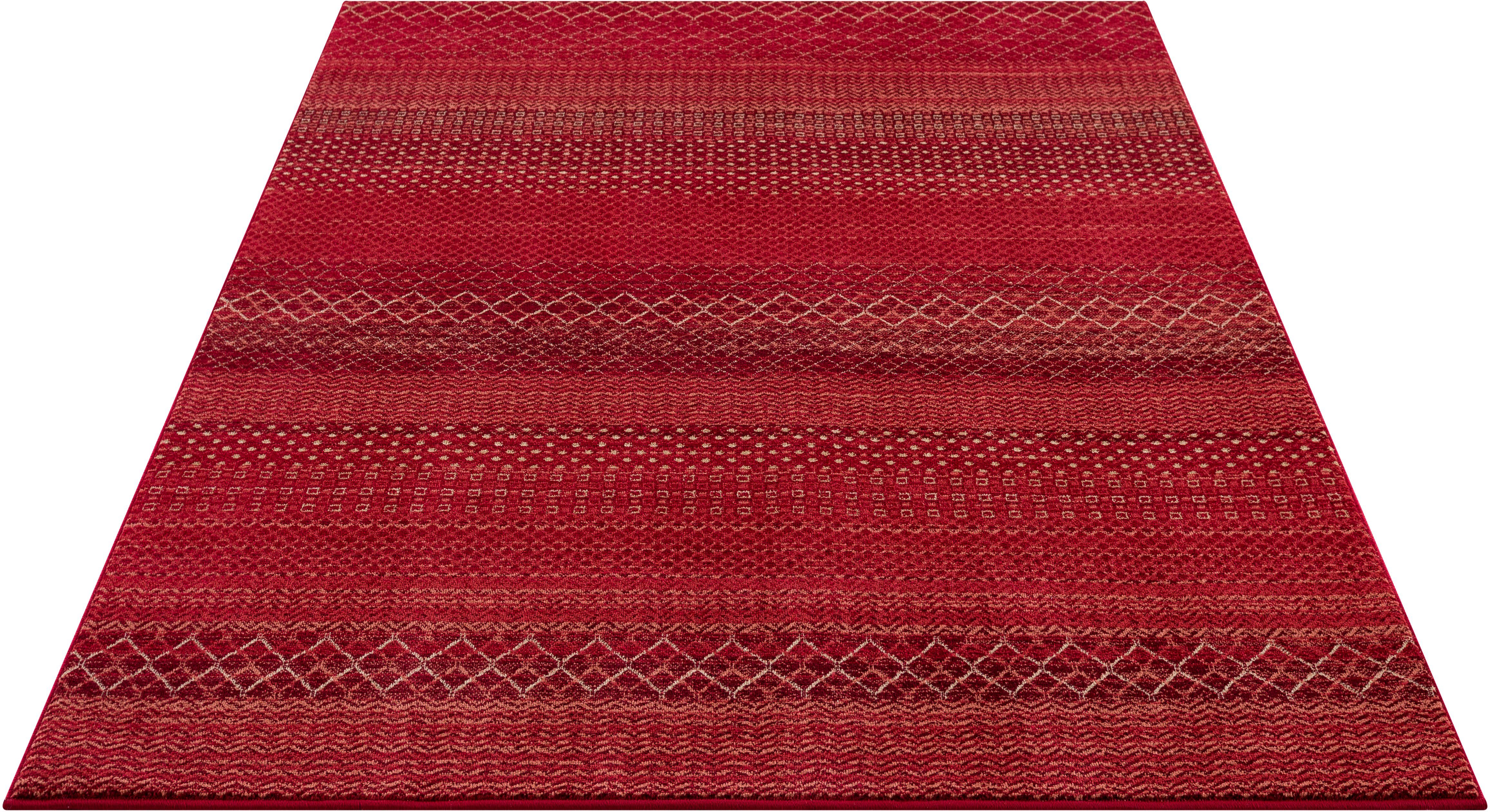 Teppich Wisconsin, Timbers, rechteckig, Höhe: 22 mm, Boho-Look, Berber-Optik, Rauten-Design rot