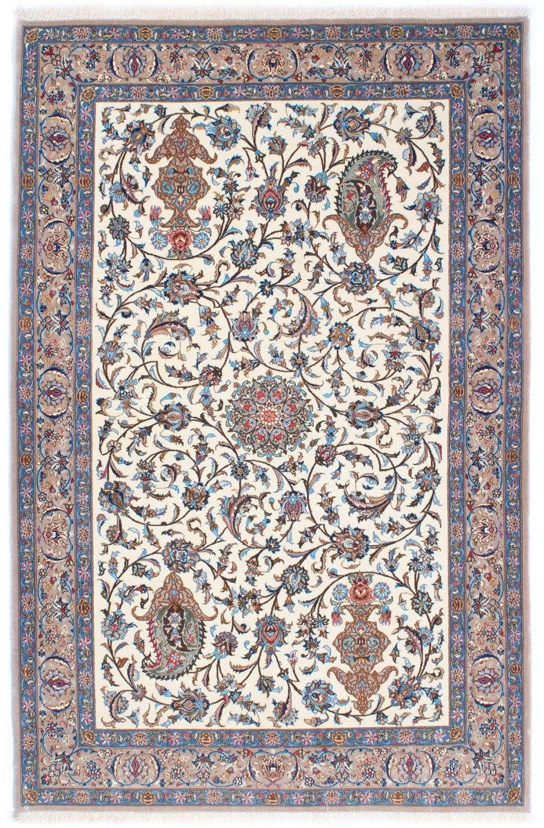 Orientteppich Isfahan Seidenkette 133x208 Handgeknüpfter Orientteppich, Nain Trading, rechteckig, Höhe: 5 mm | Kurzflor-Teppiche