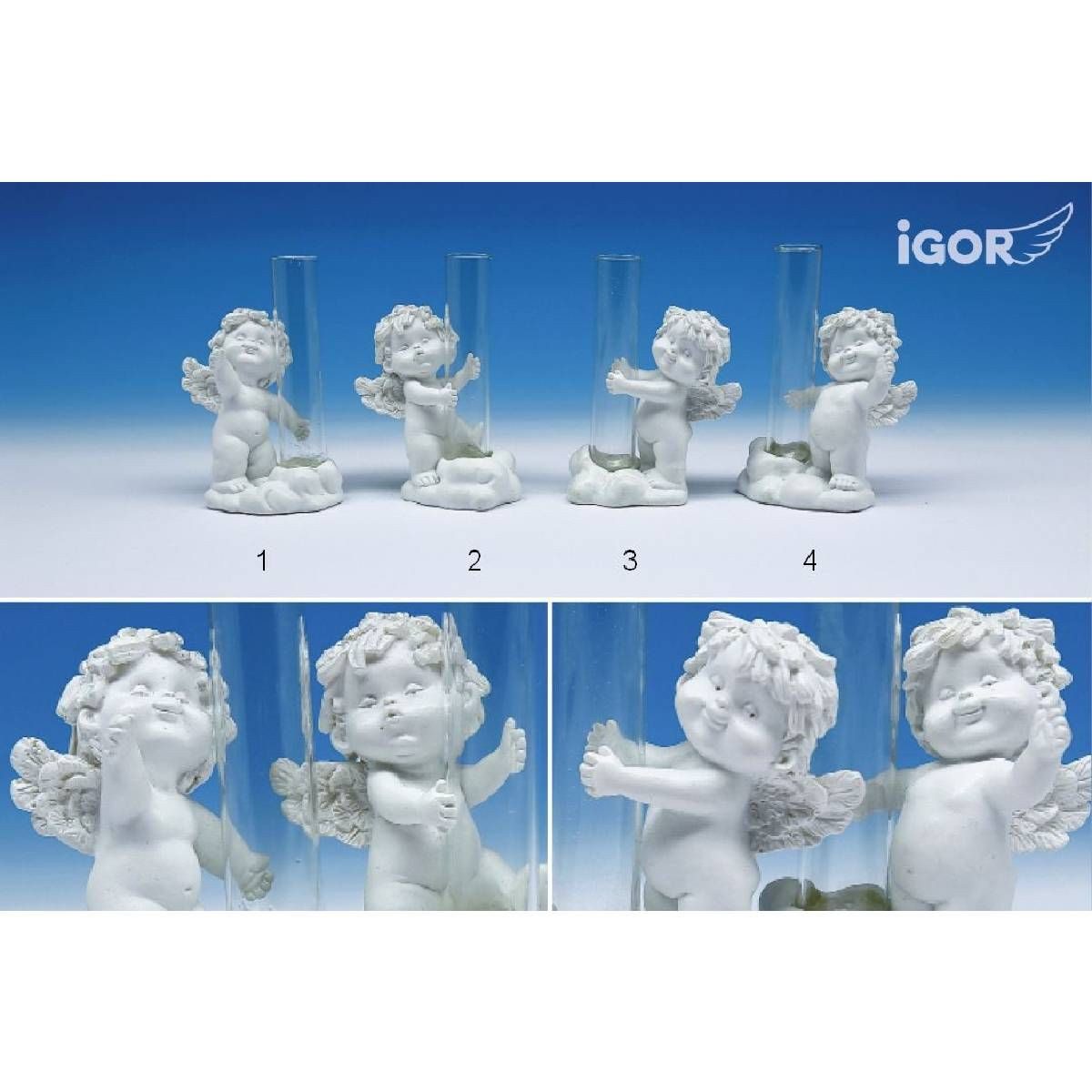 Small-Preis Engelfigur Glücksbringer Engel Igor mit Glasvase