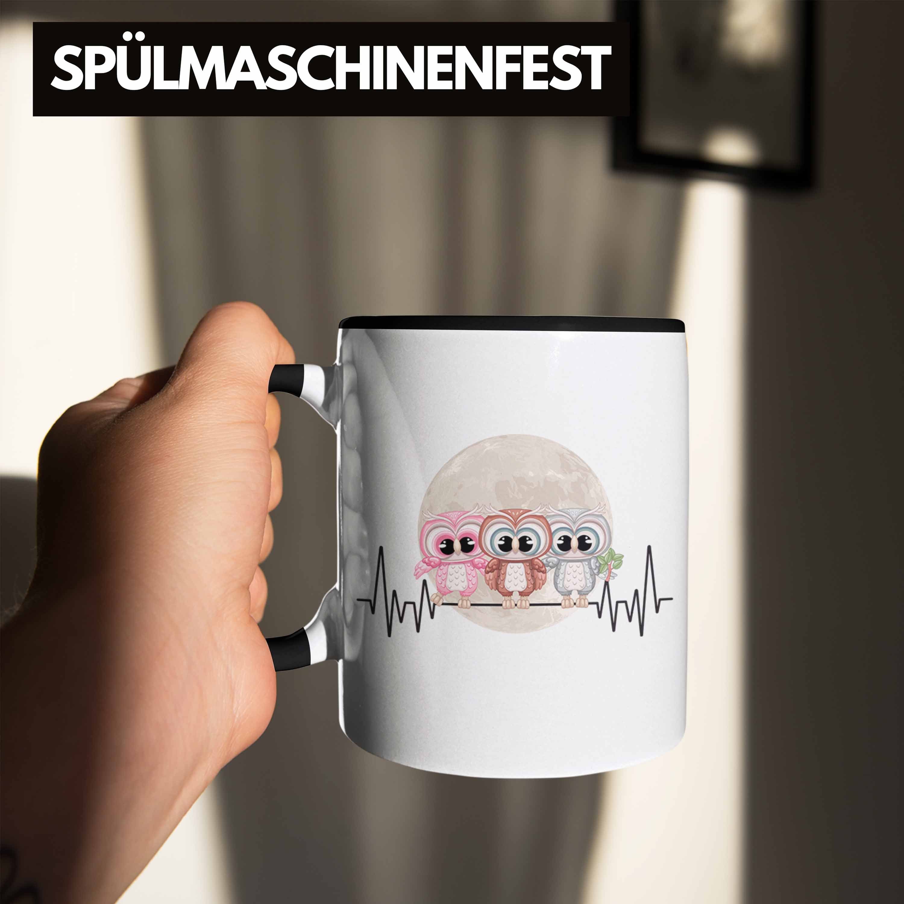 Eulen-Fans Tasse Trendation Trendation Eulen Hobby für Herzschlag Schwarz Gesc - Geschenk Tasse