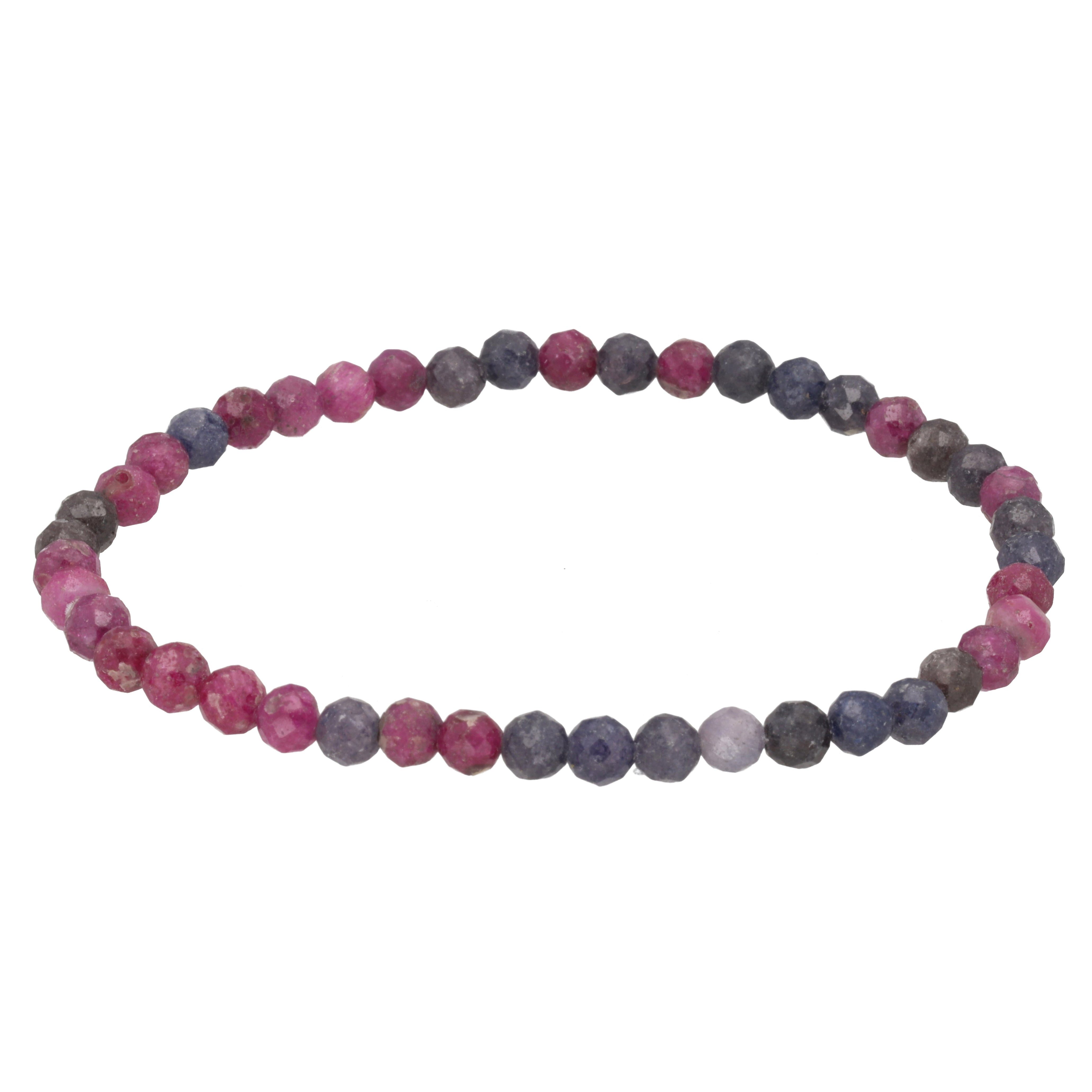 Lebensquelle Plus Armband Rubin-Saphir, facettiertes Armband, 4 mm