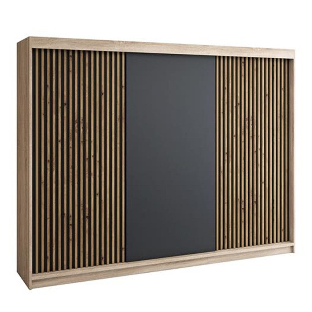 A&J MöbelLand GmbH Schiebetürenschrank IOSA 200 cm – Moderner Kleiderschrank mit 3D-Lamellen (TOP ANGEBOT! Geräumiger Schrank mit einer Breite von 200 cm ideal zur Aufbewahrung von Kleidung und Accessoires. Wählen Sie das ideale Modell für Ihr Schlafzimme