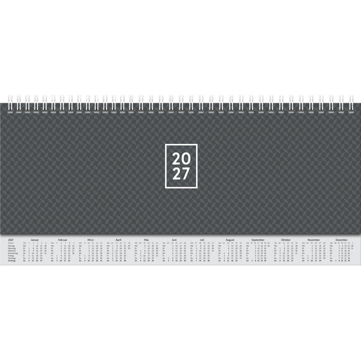 BRUNNEN Schreibtischkalender Querterminbuch 30x11cm 1 Woche/2 Seiten schwarz 2027 (3 Stück)