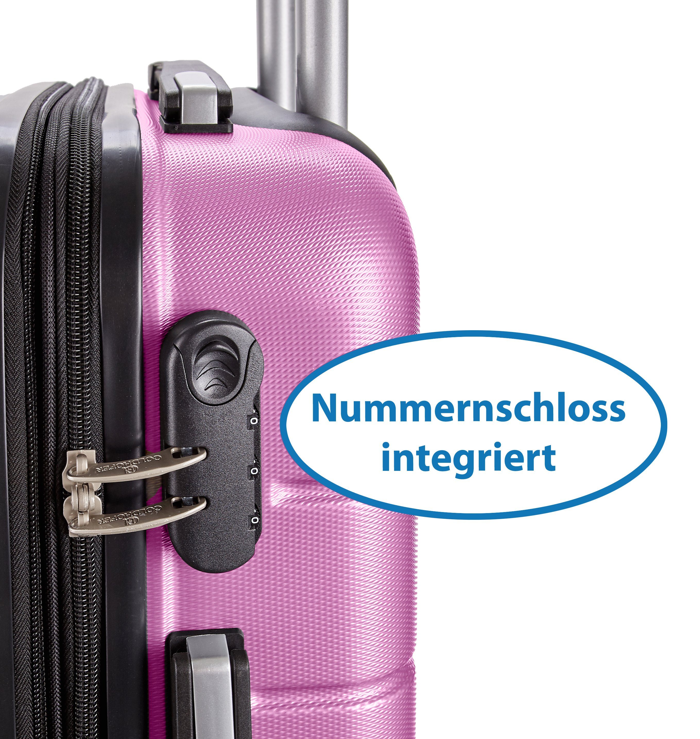 Goldhofer Kofferset verschiedene Modelle in 3 Größen & Farben mit 360° Leichtlaufrollen, (Set, 3 TLG), Außen Material ABS - Wasserabweisend