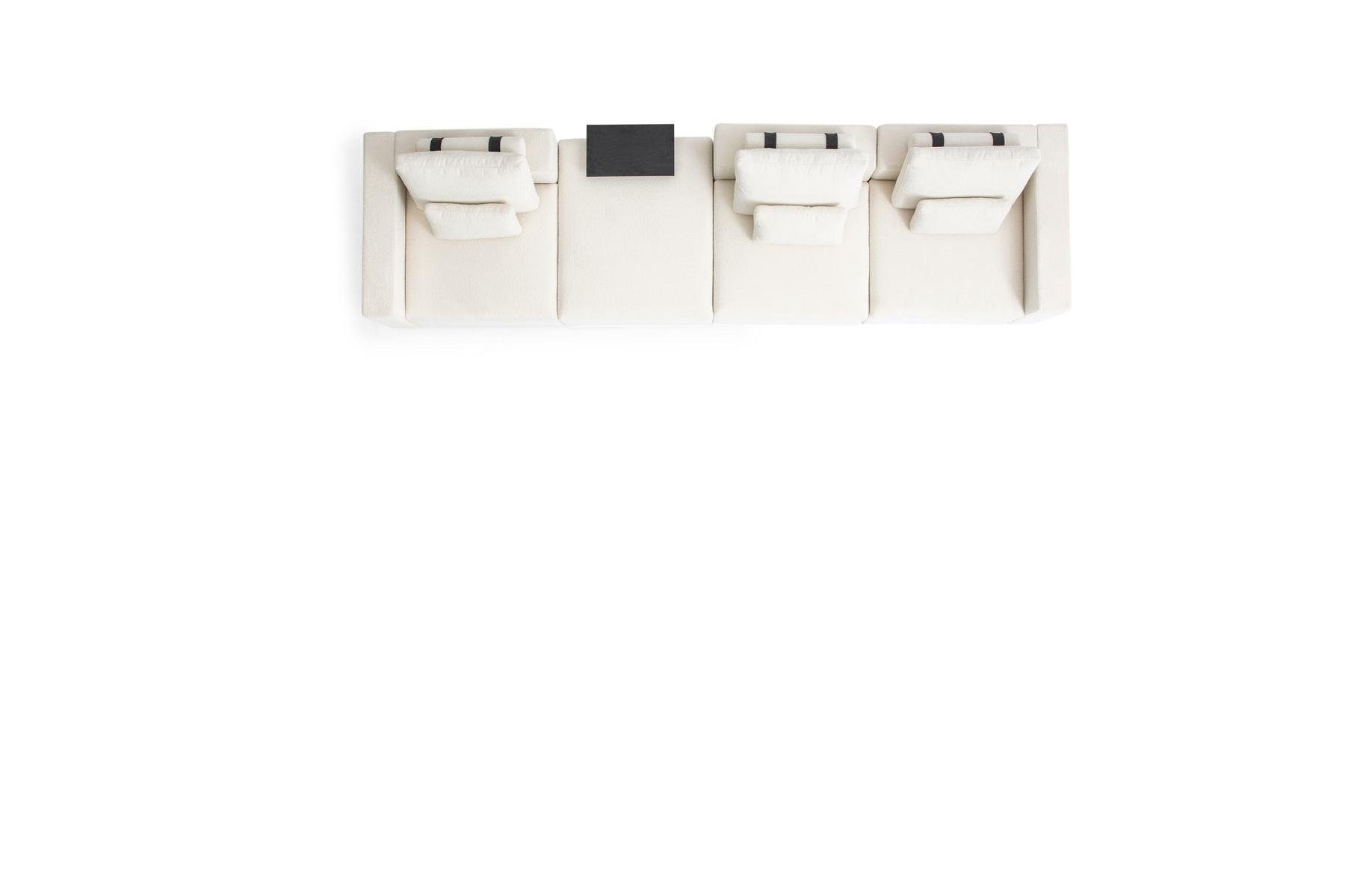 Stoff Luxus Teile, Sechssitzer Big-Sofa in Europe Wohnzimmermöbel Made 4 Sofa Weißer JVmoebel Möbel,