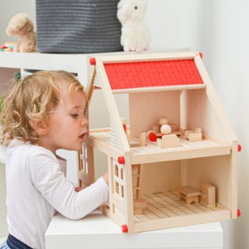 eyepower Puppenhaus Puppenhaus aus Holz für Kinder, 2-stöckig, Möbel Puppenstube 40x29x38cm