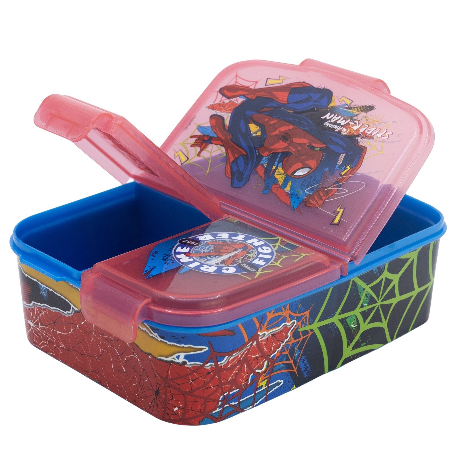 MARVEL Lunchbox Marvel Spiderman 4 teiliges Kinder Set Brotdose Trinkflasche Besteck, (4-tlg., Spar-Set), 460 ml