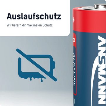 ANSMANN AG Batterien Mono D LR20 1,5V 4 Stück - Alkaline Batterie auslaufsicher Batterie