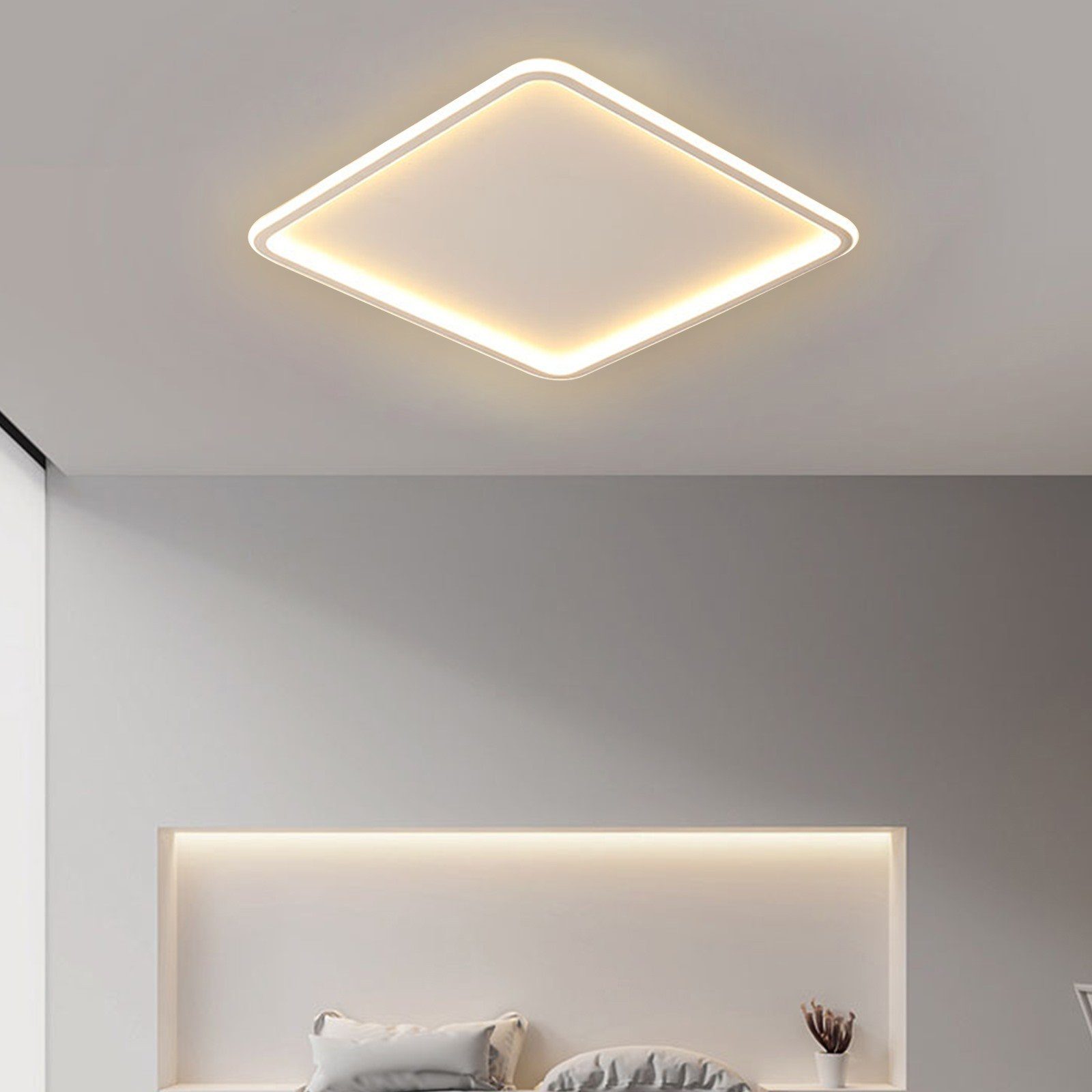 Wohnzimmerlampe Modern Deckenleuchten Dimmbar Neutralweiß,Warmweiß,Kaltweiß, Weiß integriert, dimmbar Deckenlampe stufenlos Daskoo 54W LED Deckenleuchte LED fest Fernbedienung,