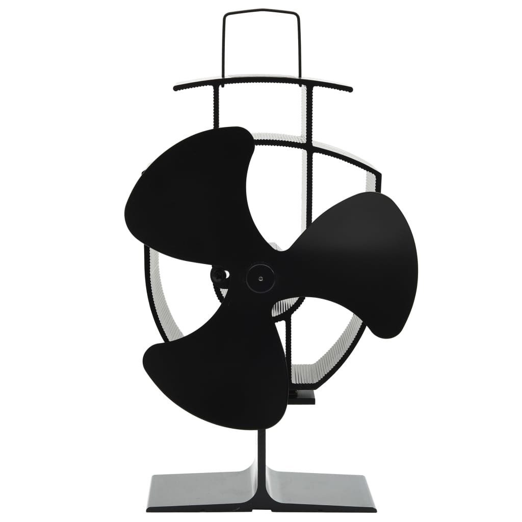 vidaXL Kaminventilator Ofenventilator Wärmebetrieben 3 Blätter Schwarz