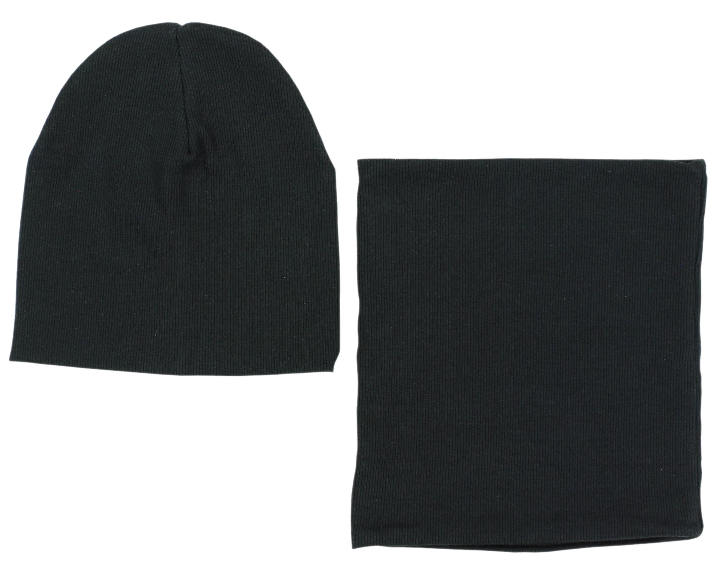 TupTam Beanie Kinder Beanie Mütze Schlauchschal Set aus Jersey und Rippstoff