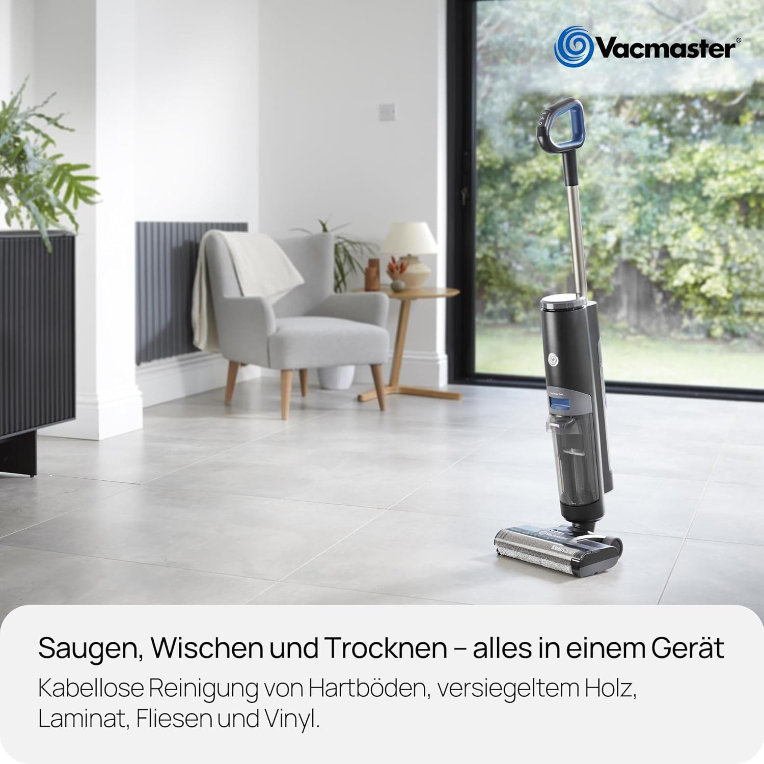 Vacmaster Hartbodenreiniger EasyClean HVA Hartbodenreiniger für Nass- und Trockenreinigung, mit 3 Reinigungsmodi, intuitivem LED-Display