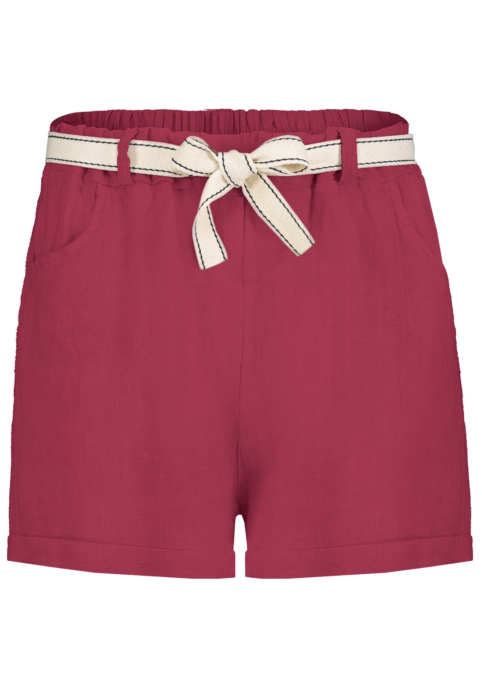 Eight2Nine Shorts Damen Leinen-Viskose Shorts mit Stoffband Kurze Leinenhose mit Bindegürtel