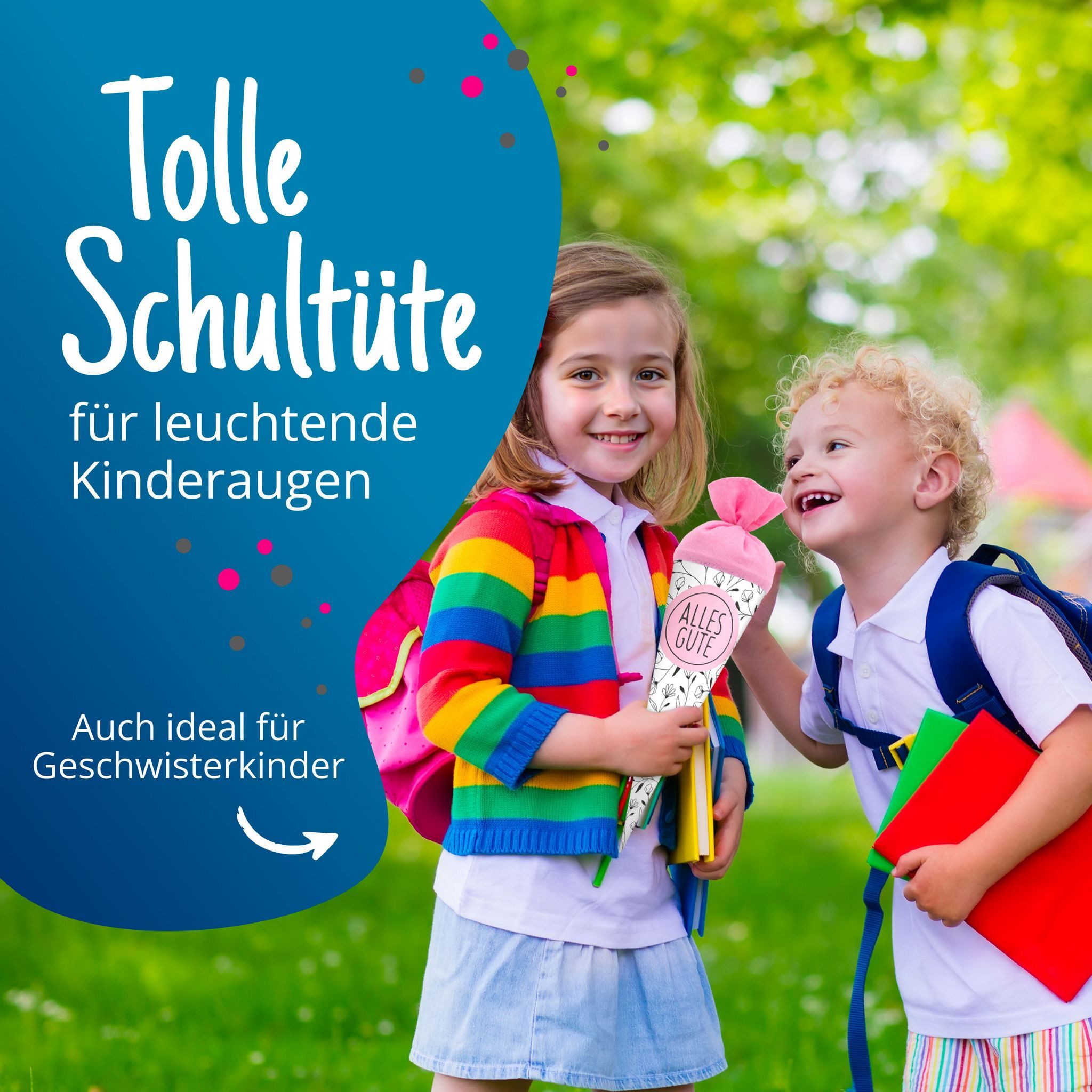 itenga Schultüte itenga Geschwisterschultüte 35cm "Florales Muster" mit Sticker "Alles