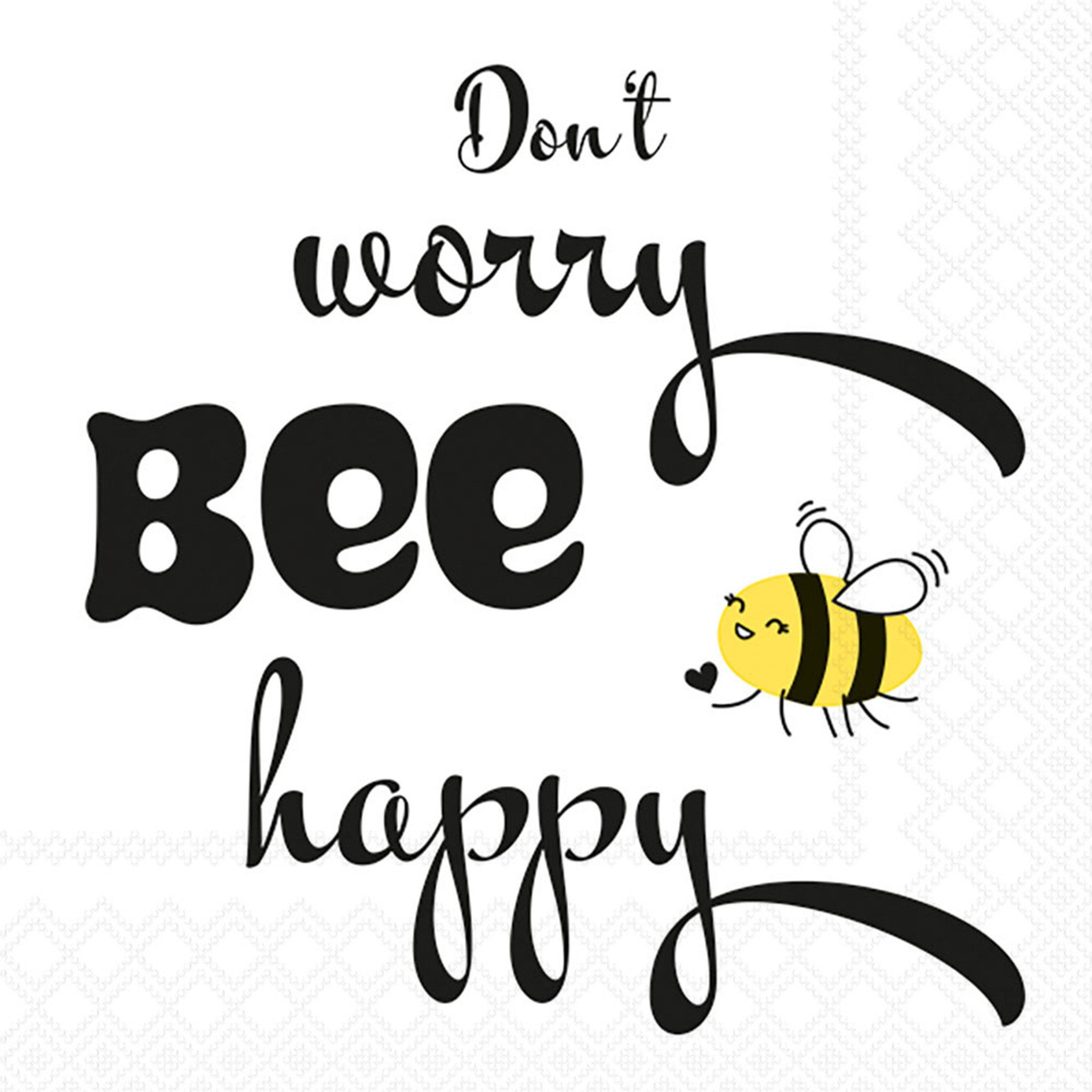 Ambiente Luxury Paper Products Papierserviette, Servietten Papier 33x33cm 3-lag Don’t worry Bee happy Schrift 20 Stk.