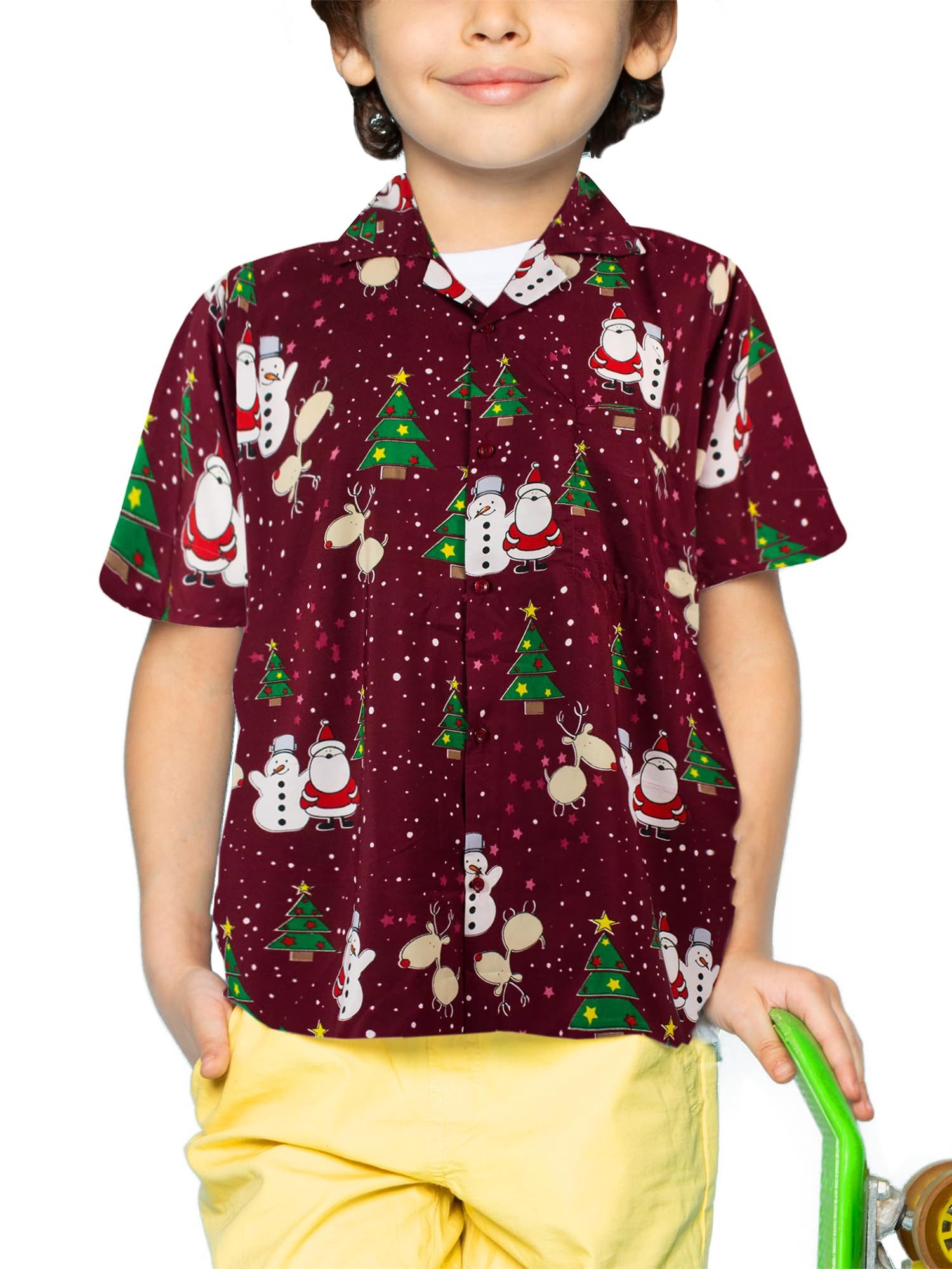 King Kameha Hawaiihemd Christmas Buddies Kids Funky Hawaii-Hemd Kinder Kurzarm Front-Tasche