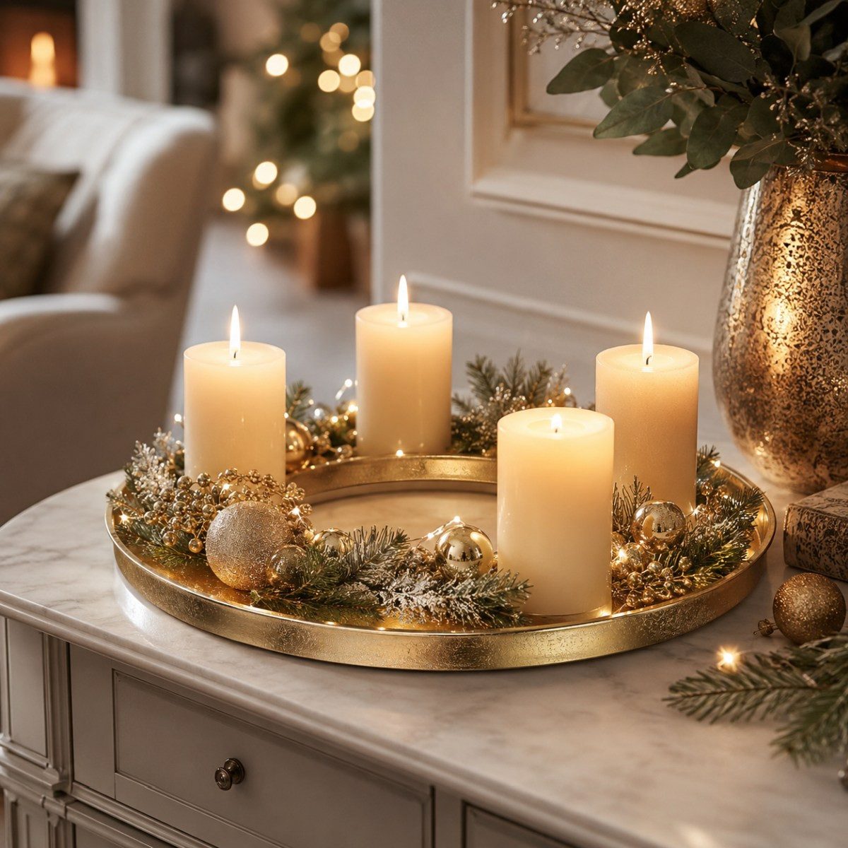 RIFFELMACHER & WEINBERGER Künstlicher Weihnachtsbaum Riffelmacher Adventskranz Ringförmig Ø 40 cm, Gol
