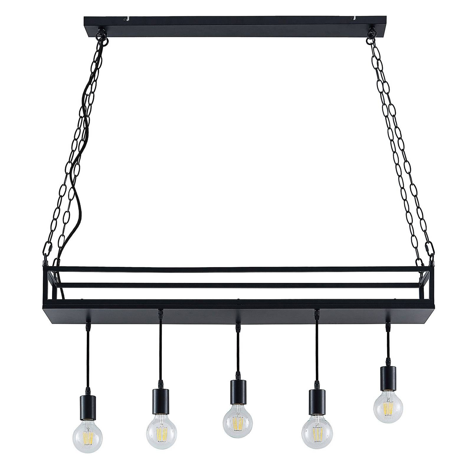 Lindby Hängeleuchte Kirista, Metall, Schwarz IP20, 5 x 15 W LED