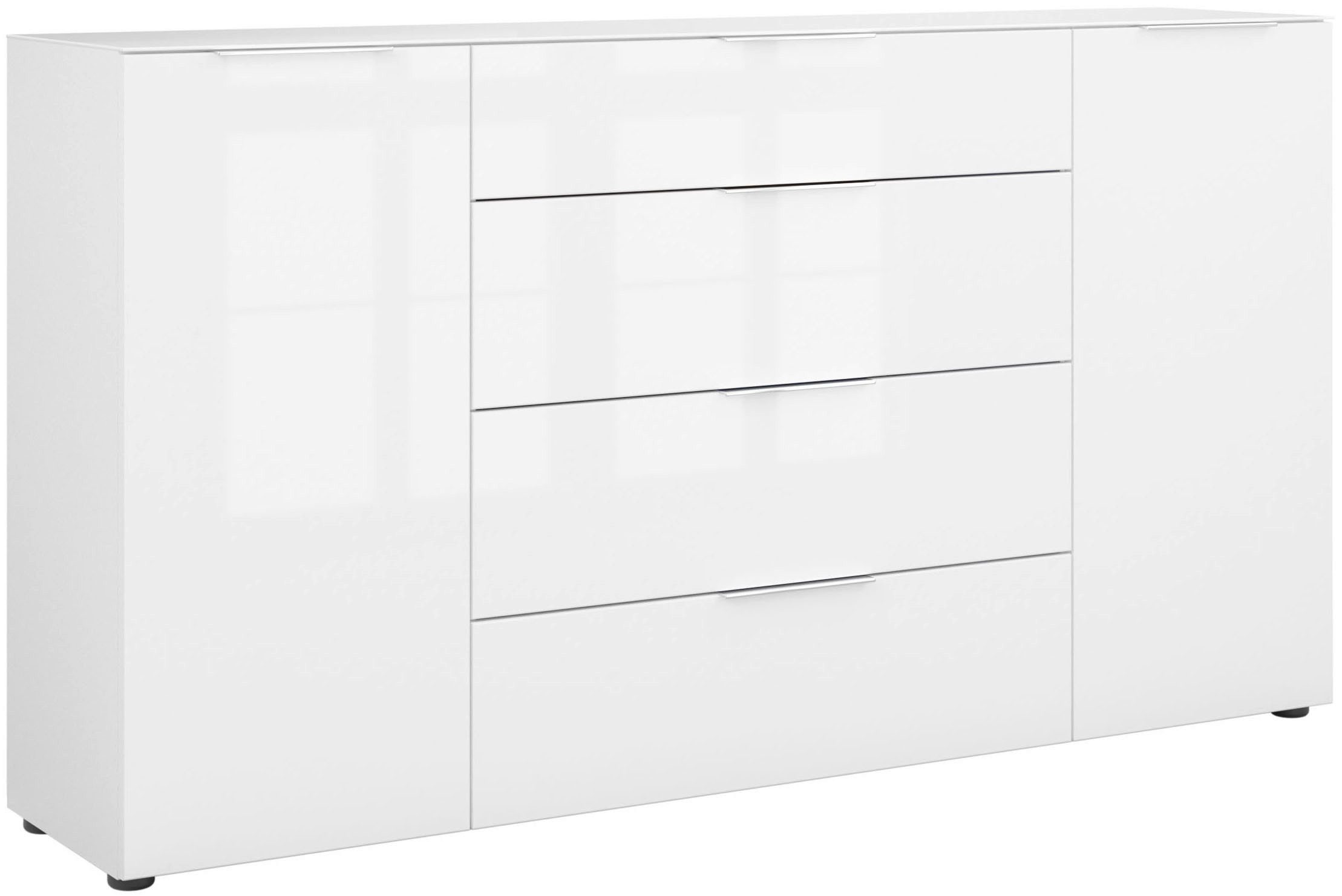 Manjana Möbel Kommode Style, mit Glasfronten, mit Metallgriffen, melaminbeschichtet