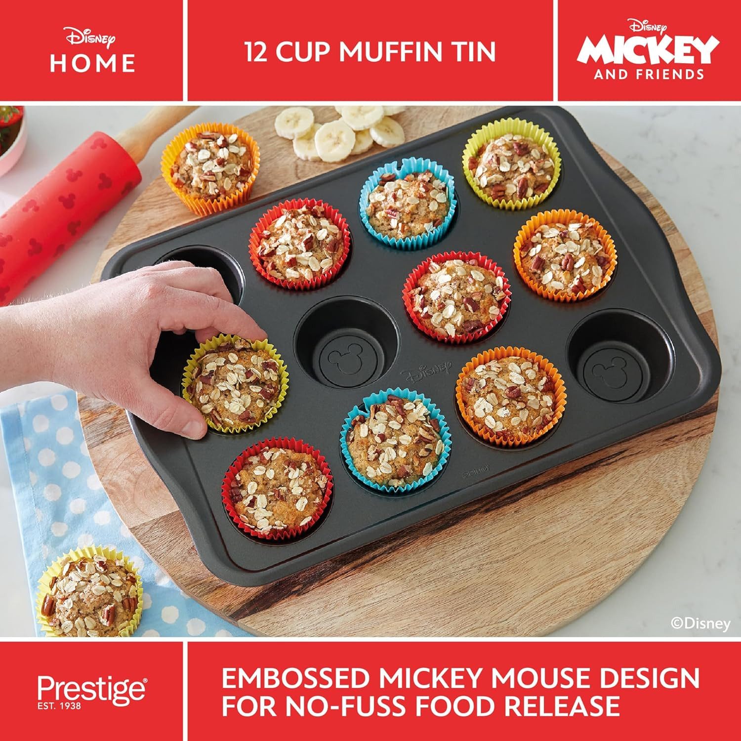 Prestige Muffinform Muffinform Muffinblech 12'er Muffin Backform Disney Mickey Mouse