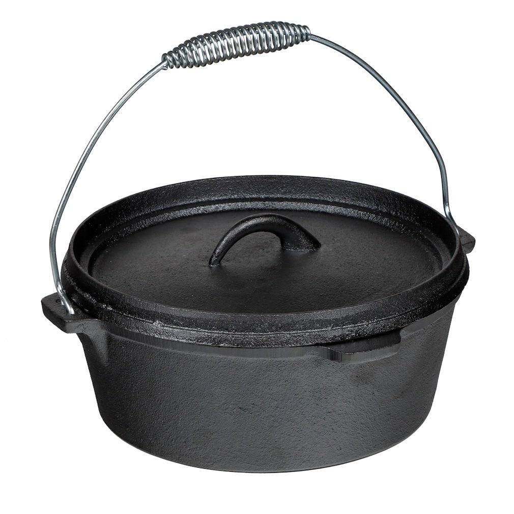 Spetebo Kochtopf Dutch Oven Topf-Set für den Grill - 9-teilig, Gusseisen (Kochtopf-Set, 9-tlg., 9-teilig), Grill Gusspfanne Grillpfanne Töpfe Guss