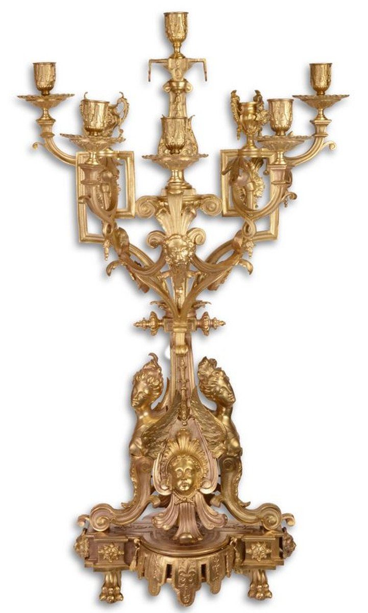Casa Padrino Kerzenständer Barockstil Kerzenständer / Kerzenhalter Gold 45 x 34 x H. 75 cm - Edel & Prunkvoll