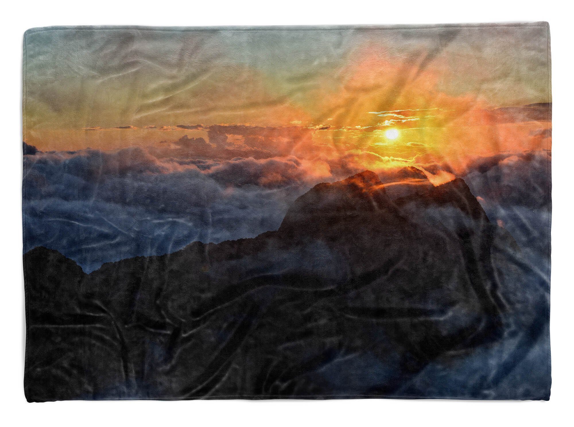 Sinus Art Handtücher Handtuch Strandhandtuch Saunatuch Kuscheldecke mit Fotomotiv Sonnenuntergang Sonne Wolken, Baumwolle-Polyester-Mix (1-St), Handtuch