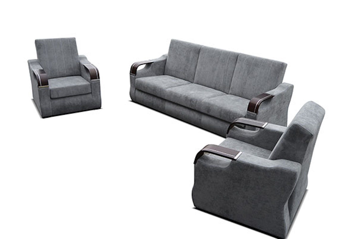 Feldmann-Wohnen Bettkasten Polstergarnitur Bergamo, 2 3-teilig Sofa und Farbe wählbar Schlaffunktion braun Sessel &