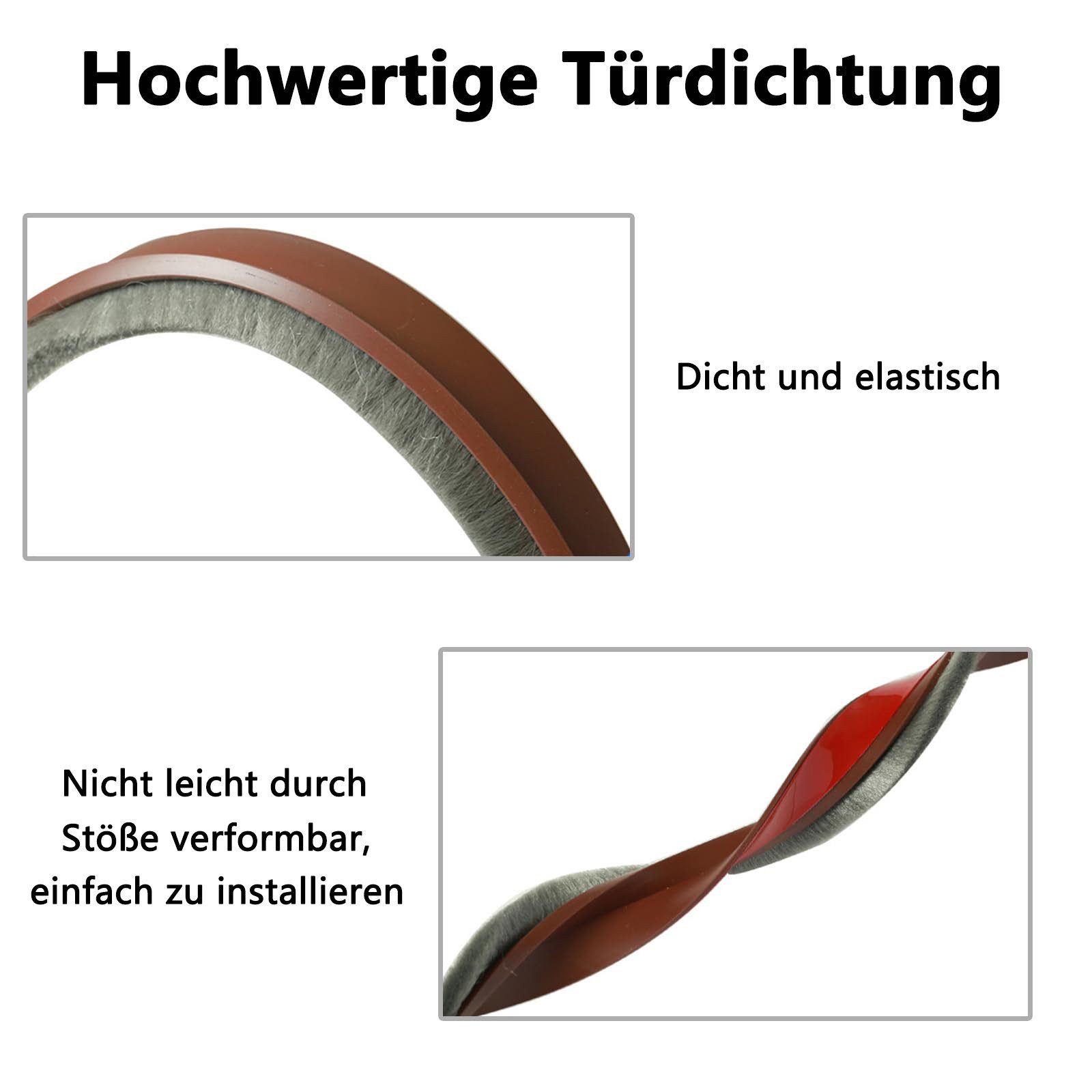 FOUORTUNATE-BEE Zugluftstopper 100cm Zugluftstopper Weiß Dichtungsband für Türen, Bodenabdichtung mit Bürste Selbstklebende Tür Türdichtung, Türdichtung Türbürste Abdeckleisten Bürstendichtung Dichtung