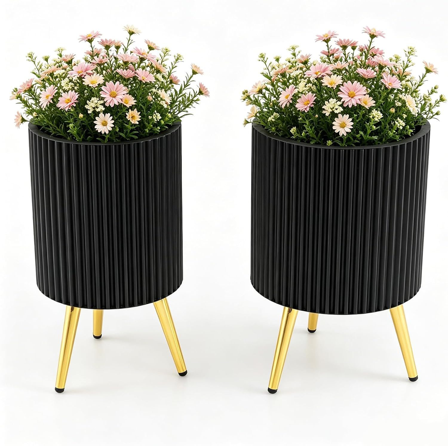 COSTWAY Blumentopf (2 St), Pflanztopf groß draußen für Garten Wohnzimmer
