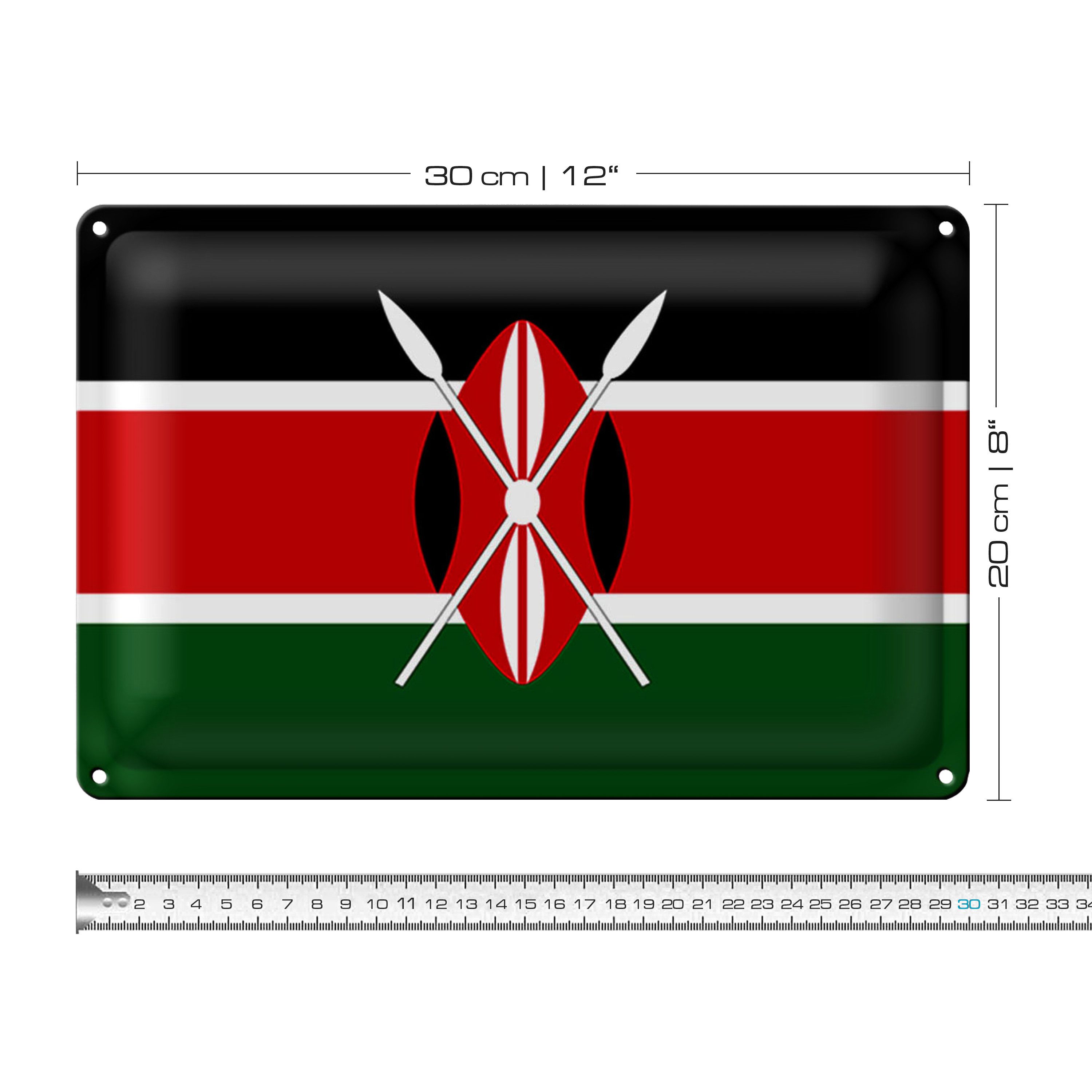 Roomando Metallschild Blechschild Flagge Kenia 30x20cm Flag of Kenya