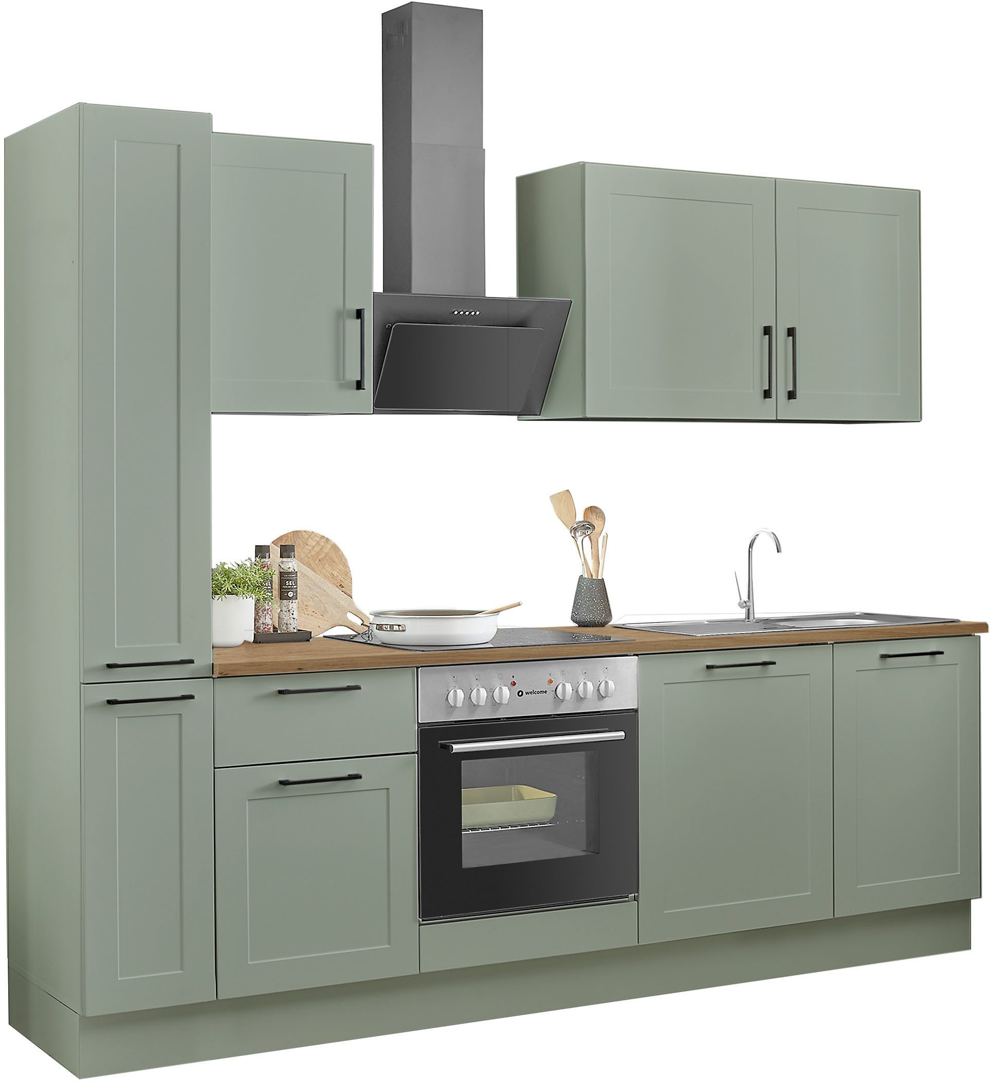 BASIC by Balculina Küchenzeile Marsi, Breite 250 cm, wahlweise mit E-Geräten, Soft-Close-Funktion