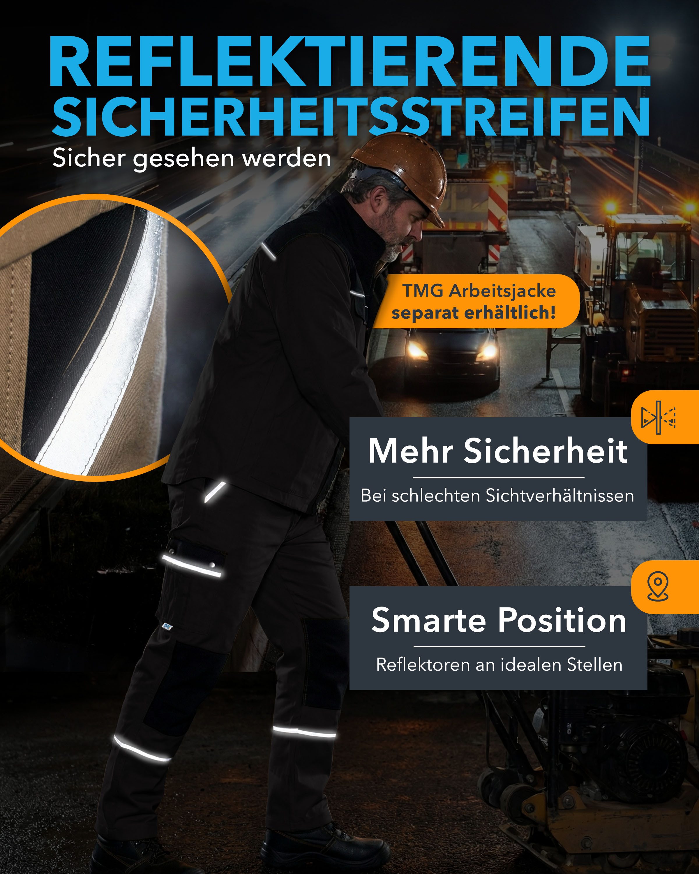 TMG International Arbeitshose Arbeitshose Bundhose Cargohose Style Arbeitshose Herren mit Kniepolstertaschen in Übergrößen erhältlich – Bild 4 von 5