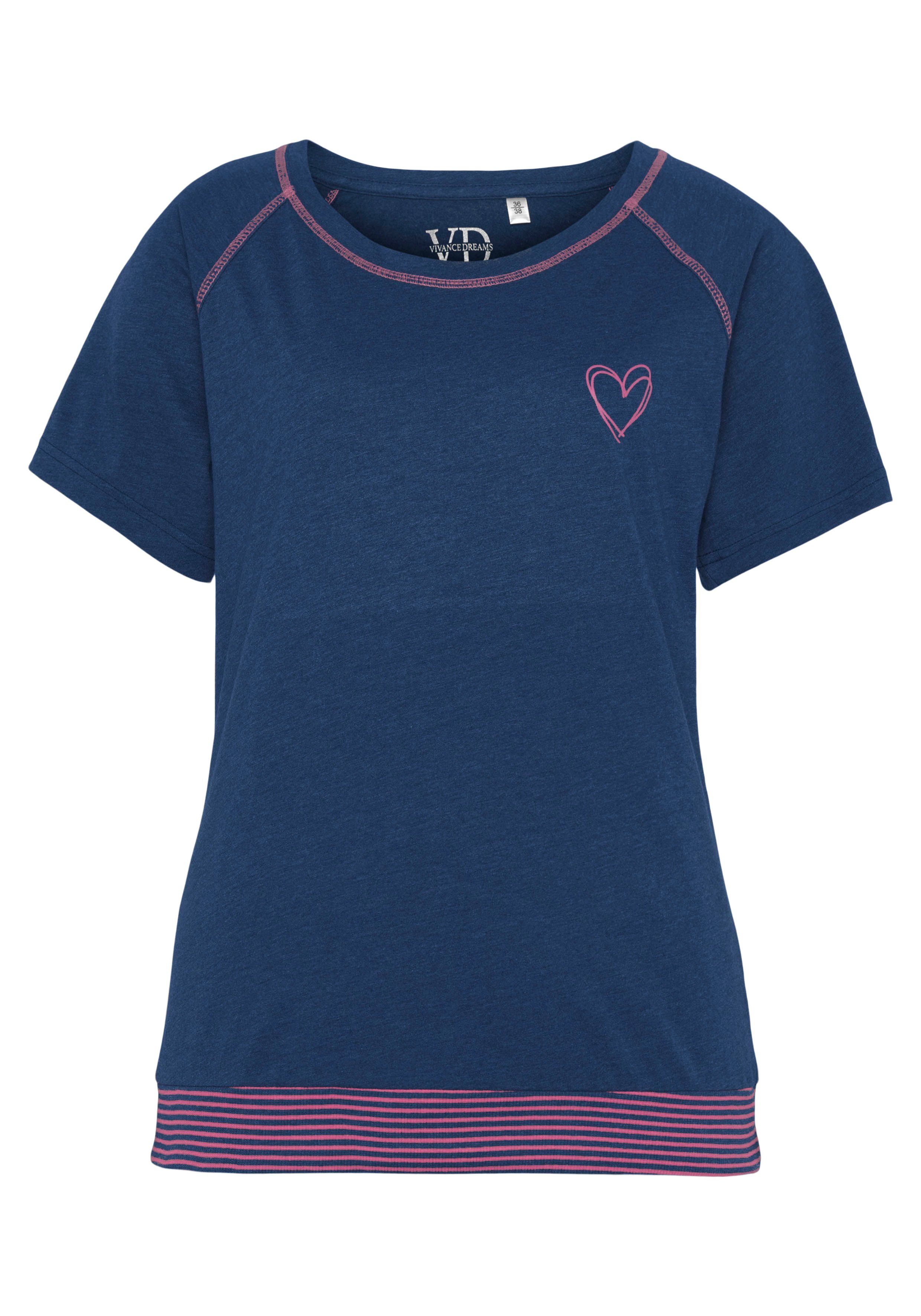 Vivance Dreams Shorty (2 dekorativen mit Flatlock-Nähten Neonfarben in tlg) jeansblau/neon-pink