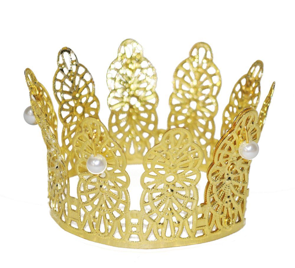 Kostüm Prinzessin Krone 'Goldmarie' mit Perlen, Gold