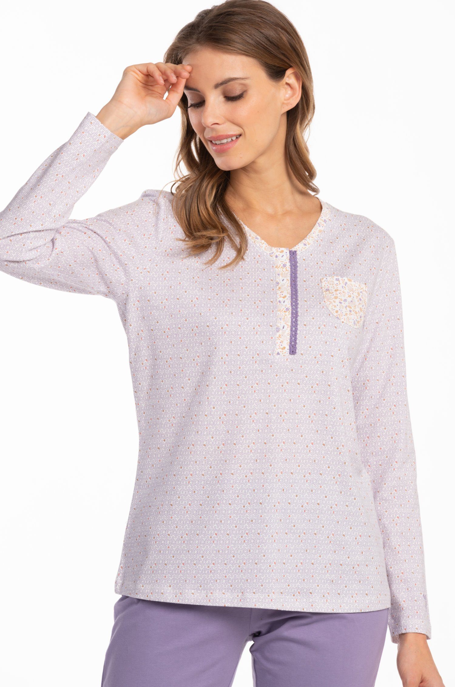 Eskimo Schlafanzug Damen Pyjama lang (2 tlg) Baumwolle