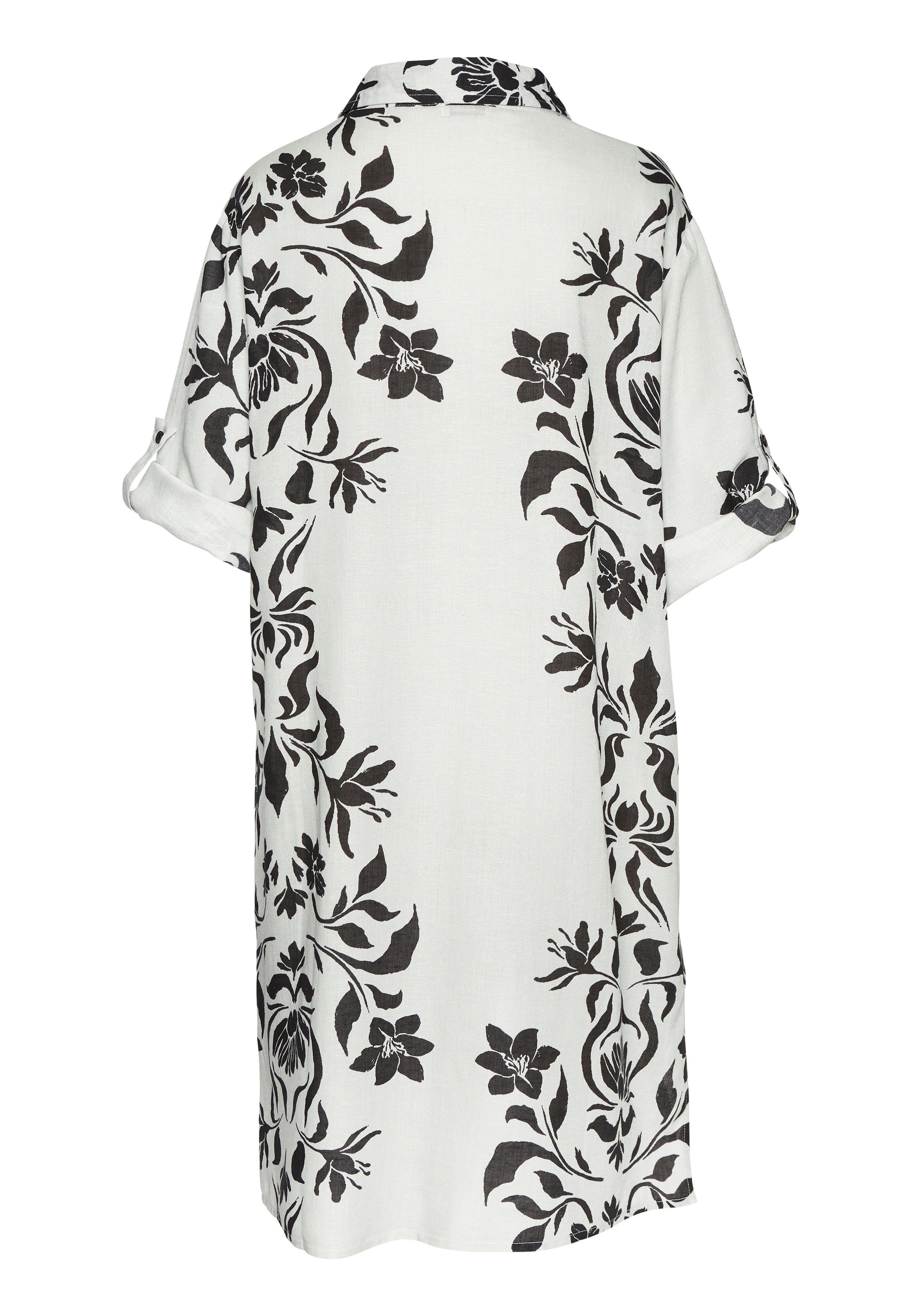 LASCANA Longbluse aus leichter Webware mit Leinenanteil und Alloverdruck kurzes Strandkleid, luftiges Blusenkleid, lockeres Tunikakleid, Sommer – Bild 4 von 5