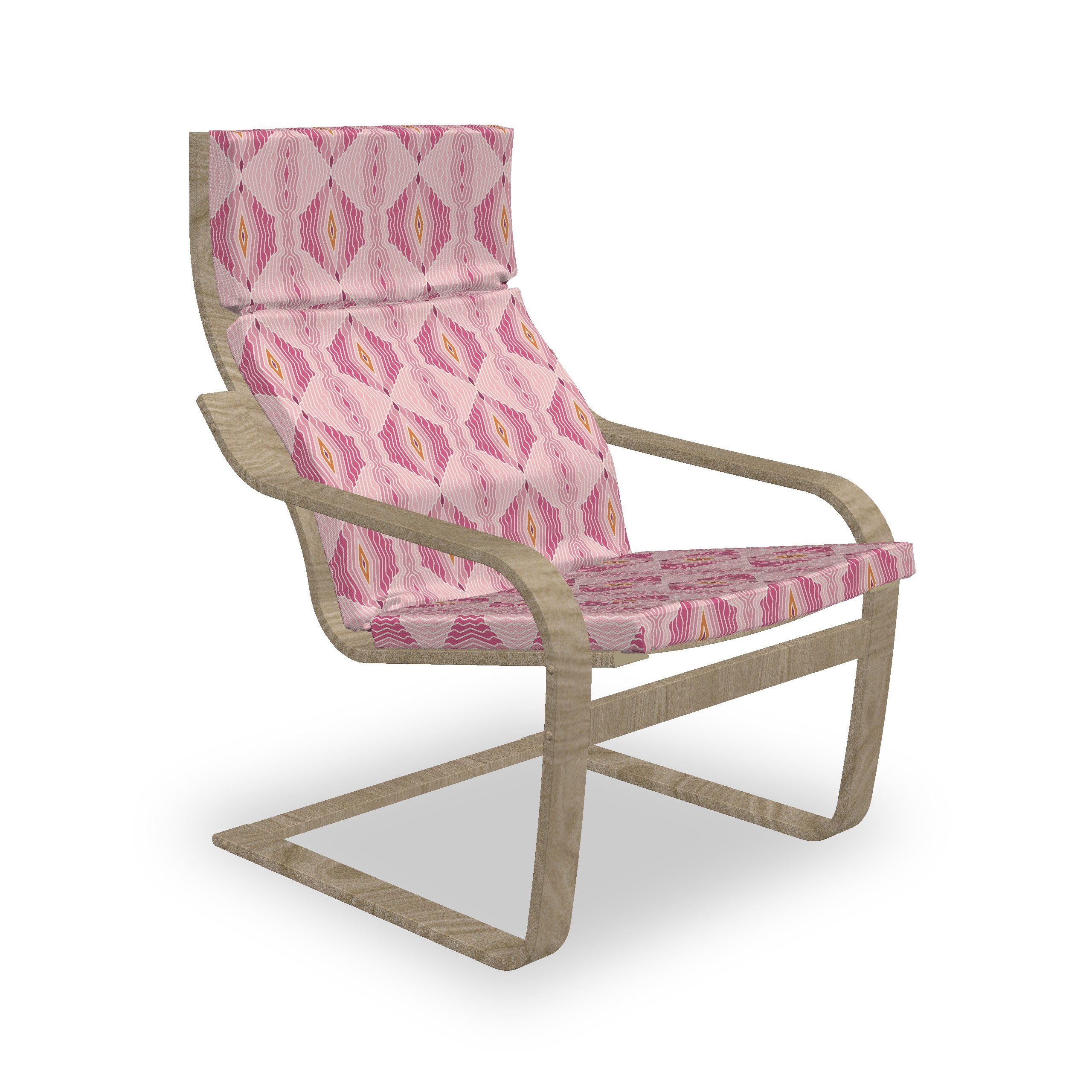 Linien Wellenförmige Rosa Abakuhaus mit mit Reißverschluss, Stuhlkissen Rhombus Hakenschlaufe dünnen Stuhlkissen mit Sitzkissen und