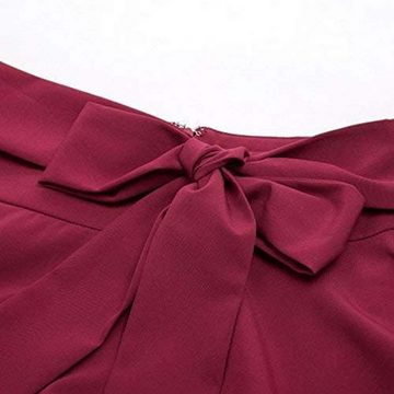 KIKI Faltenrock Ausgestellter A-Linien-Taschenrock mit hoher Taille für Damen