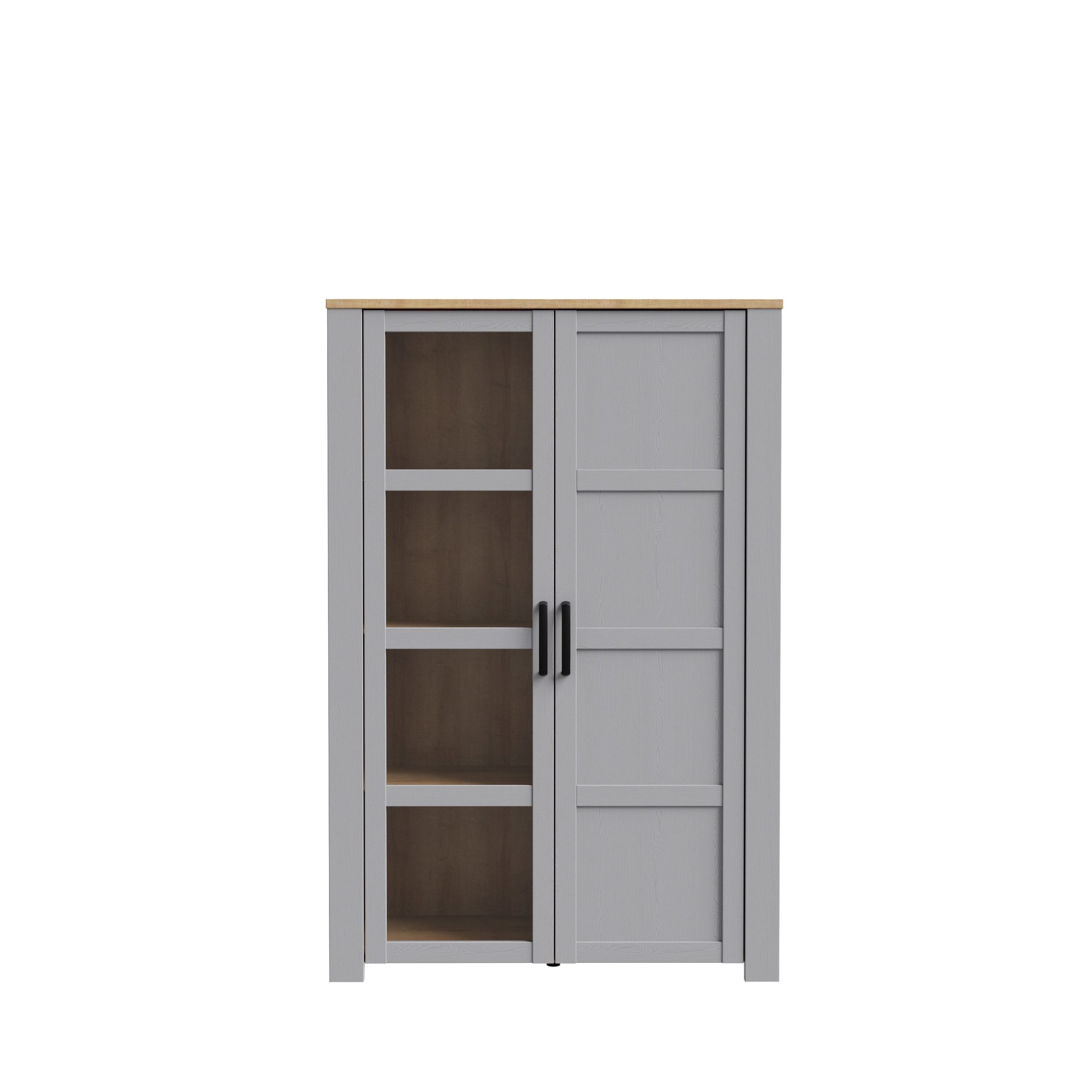 freiraum Stauraumvitrine BOHOL 2 Türen, Riviera Eiche Dekor / Eiche grau - 106,4x160,6x42cm (BxHxT)