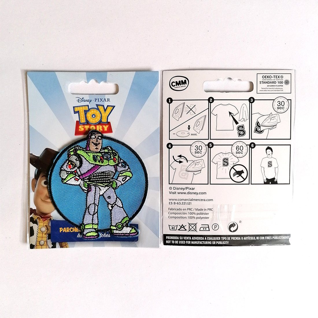 Disney Aufnäher Bügelbild, Aufbügler, Applikationen, Patches, Flicken, zum aufbügeln, Polyester, Toy Story 4 Buzz 2 - Größe: 6,5 x 7,2 cm